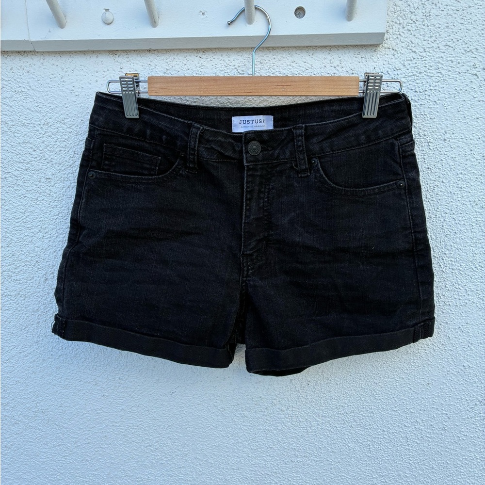 JUST USA Black Denim Cuffed Shorts | Women’s M